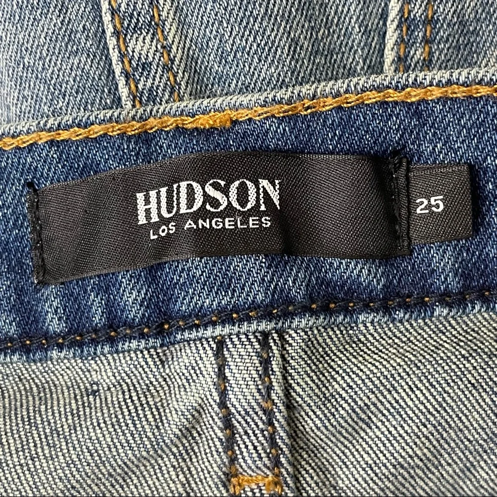 Hudson Jeans Light Blue Distressed Denim Mini Skirt